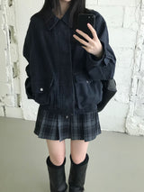 Check Pleated Mini Dress (2 colors)