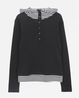 Jian High-Neck Color-Block Fleece Hooded Sweatshirt