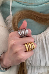 Quilting 5layered ring(silver/gold)
