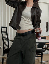 Vintage crop leather jacket