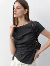(Z-BL-4225)LOND WAIST TUCK  BLOUSE