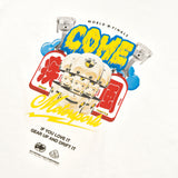 [UNISEX] C.O.M.E モータースポーツオーバーサイズプリントコットンジャージTシャツ（ホワイト）