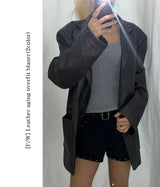 [F/W] Leather aging overfit blazer(2color)