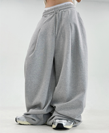 2000 ユニッツソルド❤🥰ファーストショッピング❤ S-XL❤ フリース❤ サイドプリーツワイドバルーントレーニングパンツ