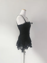 [only suzen] Temer lace ribbon dress (black)