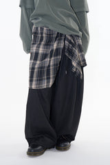Checker drape layered pants