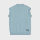 3D C Patch Sky Blue Knit Vest [Unisex]