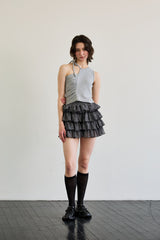 BEBE UNBALANCE SLEEVELESS TOP / GRAY