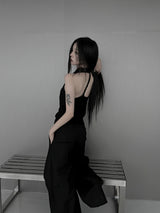 twist drape halter knit top (2color)