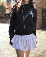 Tay Cross Stud Unbalanced Zip-Up