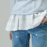 EMBROIDERY LAYERED MINI SKIRT  (White)