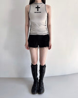 Cross Sleeveless Top (Beige)