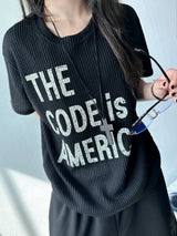 Cody Unai Big Letter Semi-Cropped Ribbed Knit T-Shirt 3color