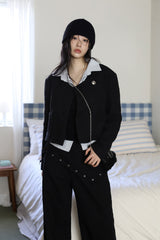Cotton diagonal tweed jacket