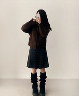 Hani cozy high neck button cardigan