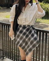 Els Checkered Layered Skirt