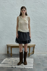 Ribbon sleeveless knit_cream