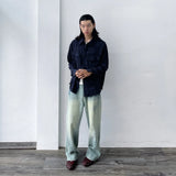 Seamed Washed Wide-Leg Jeans