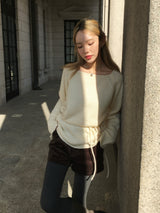 [Guest Look] ラテボートネックルーズロングニット (4c)
