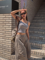 Point buckle ribbed sleeveless