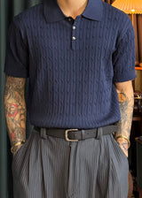 S/S Cable Collar Short Sleeve Knit 8COLOR