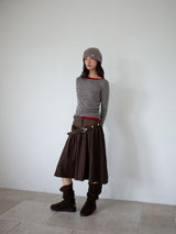 FLARE RIB SKIRT (CAHRCOAL)