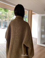 wool high-neck toggle half coat