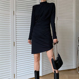 [SALE] ハーフタートルネックシャーリングアンバランスドレス