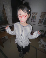 (3color) Ribbon Border Hairy Knit Cardigan