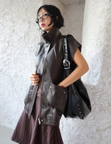 Punching Half Moon Round Shoulder Bag