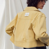 STITCH DETAILED BOMBER JACKET MUSTARD