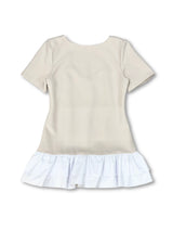 BOAT NECK FRILL DRESS / BEIGE