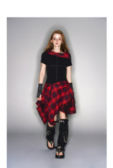 2025 Spring/Summer New Punk Style Plaid Patchwork Dress