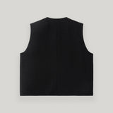 Black Tweed Button Vest