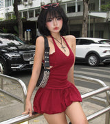 Puffy dress - WINE DRESS