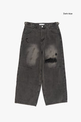 Sunrise strap damage denim pants