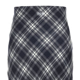 8287 Logo Check-pattern Long Skirt (Navy)