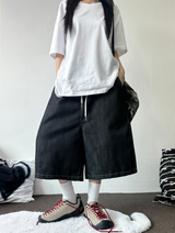 BASIC STITCH WIDE 7 8 ロングバミューダ 🖤💙2COLOR