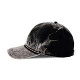VA Stud Bleach Washing Denim Ball Cap / Black