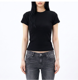 Stretch Cotton Slim Short Sleeve T-shirt Black