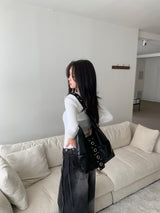Daily Hug Soft Square Neck Golji ニット長袖Tシャツ (4 Colors)