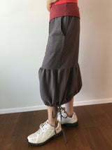 Shirring harem pants 
