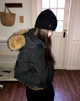 Rayun Fur Hood Short Zip-Up Padding Jacket