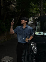 Ron western denim short-sleeved shirt