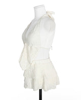 [ 3-piece / tummy cover set ] oasis halter drape bikini