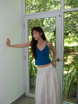 Shirring Cotton Maxi Skirt (White)