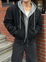 Field denim hood zip-up