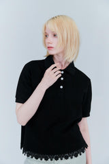 Lace polo shirt