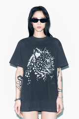 チーターグラフィックオーバーサイズTシャツ チャコール