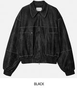 fade crack washed balloon leather jacket